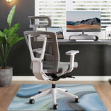 Abstract Color Square Tempered Glass Office Chair Mat