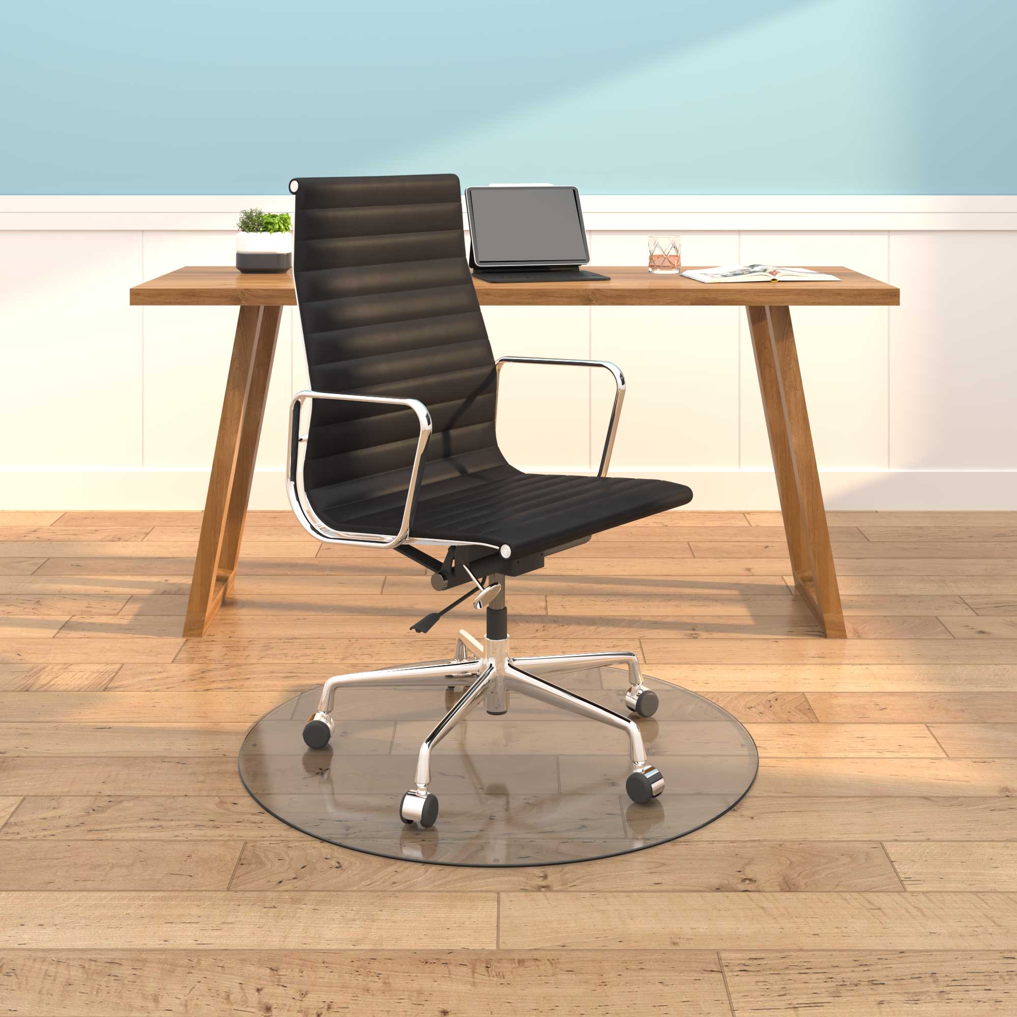 6mm Round Glass Chair Mat For Floor